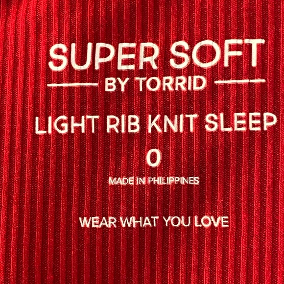 Torrid Red Super Soft Rib V-Neck Lace Long Sleeve Sleep Tee Size M SKU0575 - Picture 7 of 8